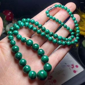 Chains Top Natural Green Malachite Chrysocolla Necklace Jewelry For Women Lady Men Healing Gift Crystal Stone Round Beads 5-12mm