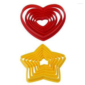 Baking Moulds 6pcs/ Set Star Heart Shaped Plastic Cake Cookie Cutter Biscuit Stamp Sugar Fondant Decorating Tools Soap Maker