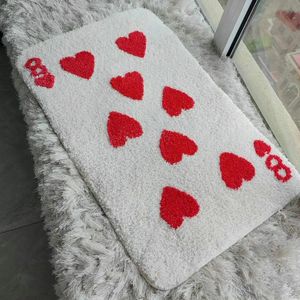 Teppich Red Love Heart 8 Teppich Weich getufteter Teppich in Kartenform Wohnzimmerdekor Rutschfeste Badezimmerbodenmatte Schlafzimmer Fußmatte Nachttischunterlage 231116