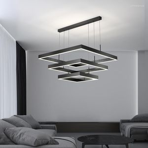 Lustres de lustre moderno lustre para sala de estar decoração de casa villa hall cozinha refeição suspensa lâmpada de ferro preto de ferro forjado de ferro inteligente