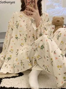 Kobiety Sleep Lounge Pajama Zestawy Kobiety Drukuj Dent Oddychany swobodny w stylu koreański O-Neck Sleep FaiD INS LUSE INS HOT SPRZEDAŻ ZADZIELA DOMOWA SPRIBA ZLN231116