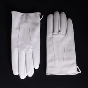 Five Fingers Gloves Men's Genuine Leather Real Leather Winter Warm White Ceremonial Short Gloves Gloves 231115