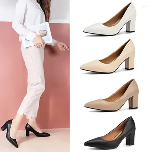 Scarpe eleganti Moda Classici Donne Grosso Tacchi alti Décolleté 2023 Primavera Autunno superficiale Punta a punta Blocco Abbigliamento da ufficio Donna