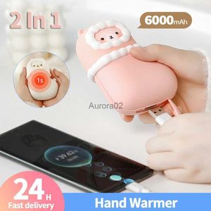 Aquecedores de espaço Cute Sheep Hand Warmer Carregamento USB Cute Mini Heater 10W Lovely Alpaca Hand Warmer 6000mAh Aquecimento rápido Melhores presentes para amigos YQ231116