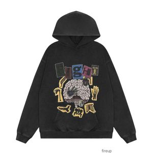 Sweatshirts Mense Womens Designer Hoodies Fashion Streetwear Galleryes DeptSvintage Old Brain Letter Print High Street Men's Women's Loose Hooded tröja