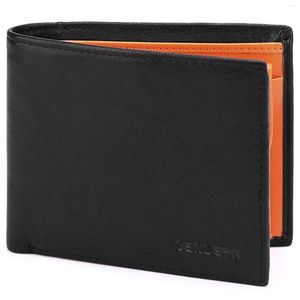 Wallets Men Minimalist Wallet Ultra-thin Genuine Leather Multi-slot Classic Soft Purse Coin Pocket Holder