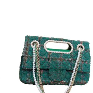 Chanells Handicraft CC Channelbags Workshop Bead Pearl Bag Chain Woolen Bolsa de ombro único grossa