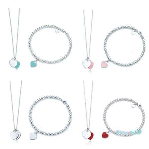 100% fashion 925 Sterling Silver Fashion Classic Love Necklace Bracelet Set Multicolor Optional Woman Jewelry Tiffanyany
