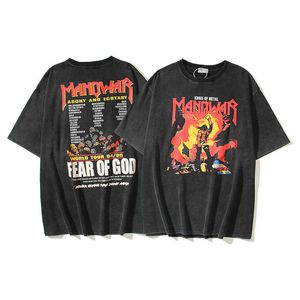 ESS T-Shirts T-Shirts Modekleidung Vintage Muscle Male Heavy Metal Rock Band Limited Wash VTG Worn Short Sleeve T-Shirt Male Non FOG Herren Damen