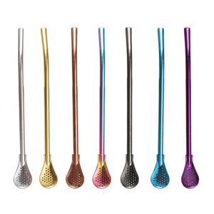 Detachable Straw Spoon Coffee And Teas Tool Stainless Steel Dual Use Straws Stirring Spoons Filter Household Tea Accessories