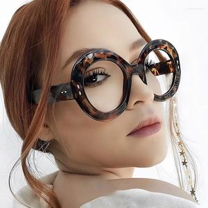 Solglasögon 2023 Fashion Vintage Rivet Round Women Optical Anti-Blue Gyeglasses Frame Female Glasses Oculos Gafas Spectakles