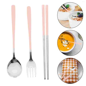 Set di stoviglie Set di posate Cucchiaio da viaggio Uso esterno Utensili per la tavola Strumento Kit portatile Cucchiai in acciaio inossidabile Forchette per studenti