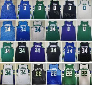Dikişli Şehir Basketbol Giannis Antetokounmpo Jersey 34 Erkek Damian Lillard 0 Khris Middleton 22 Siyah Mavi Yeşil Takım Spor Hayranları İçin Kazanan Simge Gömlek Satışı