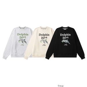 Sweatshirts Mens Womens Designer Hoodies Fashion Streetwear Han China-chic Waikei Song Zuer Same Ins Dolphin Letter Print Round Neck Loose Sweatshirt Men Women