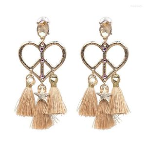 Orecchini penzolanti Fashion Ethnic Drop Drop Flower Dichiarazione Big Long Crystal for Women Wedding Jewelry Fringing Brincos