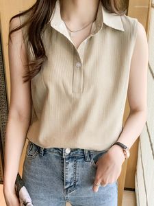 Damskie bluzki w paski szyfonowej bluzka kobiet letni rękawowy obrócony kołnierzyka damskie topy i moda na odzież w 2023 r.