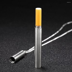 Pendant Necklaces Unique Design Smoke Pipe Chimney Necklace Men's Stainless Steel Cigarette Silver Colour Jewellery