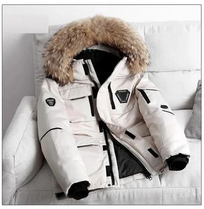 メンズダウンパーカス-30度ダウンパーカースノージャケットメン女性冬の白いアヒルの厚い毛皮フード付き厚い暖かいウィンドブレイカー231115