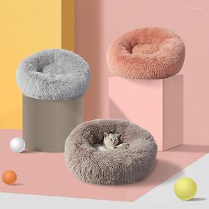 Cat Beds Round Soft Nest Bed Long Plush Pet For Dog Basket Cushion Mat Animal Sleeping Comfortable Sofa Supplies