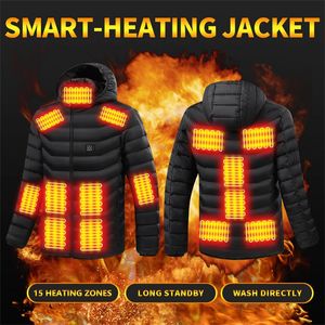 Outdoor Jackets Hoodies 15 regions men women winter outdoor adjustable heating jacket USB power heating jacket skiing summer camp 231116