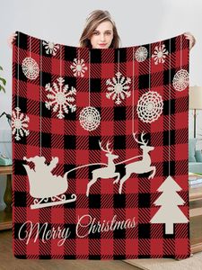 Filtar Navidad Plaid Merry Christmas Flanell Filt Santa Claus Present Travel Camping Soffa Bed Throw Room Home Decor 231116