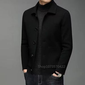 Abiti da uomo Blazer Giacca in misto lana di alta qualità Autunno Inverno Monopetto Blu navy Giacca in lana nera Abbigliamento uomo XS6XL 231116