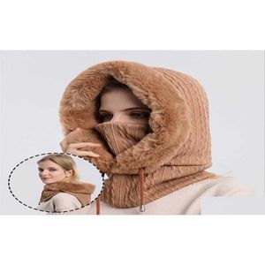 Beanie/Kafatası Kapakları Maske ile Kış Kapağı Kadınlar İçin Kapüşonlu Sıcak Örgü Kaşmir Açık Mekan Açık Kayak Rüzgar Geçirmez Şapka Kalın Peluş Kabarık Haberler BR DH1OB