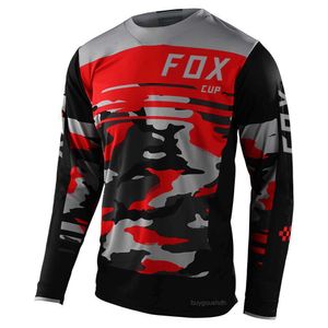 2023T-shirt da uomo 2023 Maglie da discesa Fox Cup Mountain Bike Camicie MTB Offroad DH Maglia da motociclista mimetica Motocross Abbigliamento sportivo Abbigliamento Bici Y99