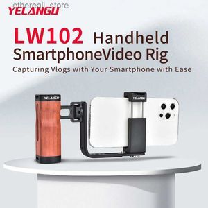 Stabilizatory Yelangu Universal Smartphone Video Rig Stabilizator z drewnianym uchwytem zimnym buty do iPhone'a Androida Vlog Filmowy Q231116