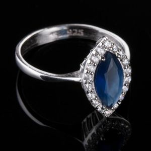 Кластерные кольца Женщины синий циркон драгоценный камень серебряное кольцо уникальное дизайн
