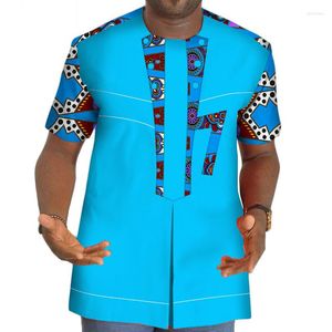 Этническая одежда лето рубашка дасики хлопковые мужчины футболка африканская лоскут для печати с коротким рукавом Bazin Riche Wyn89