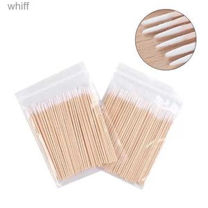 Bawełniany wymaz 100pcs drewniany bawełniany Swab kosmetyki stałe makijaż zdrowie biżuteria ucha czyste pączki pąki końcówkę eyeliner tatuaż narzędzie 7cml231116