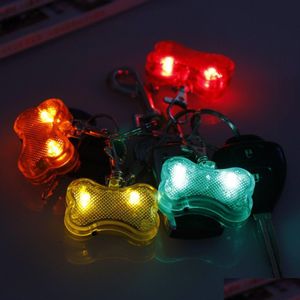 Targhetta per cani, carta d'identità stile osso per cani, clip lampeggiante sul collare, ciondolo con luce a LED, targhetta identificativa, modalità flash o bagliore, 8 colori, 100 pezzi, in consegna a goccia Dhgiq