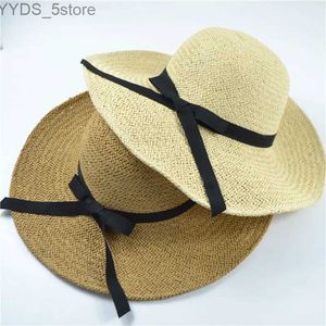 Wide Brim Hats Bucket Hats Travel Sun Hat Female Summer Sunscreen Korean Version Fashion Caps Bowknot Wide Brim Hats Sunshade Beach Tourist Visor Cap H060 YQ231116