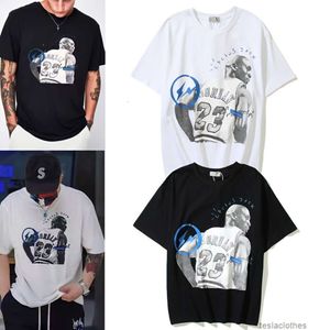 Designer modekläder lyxiga tees tshirts fujiwara hiroshi travi scotts jack co br ed blixt bröst tryck skum rund nacke mäns kvinnors korta ärm t-shirt trend