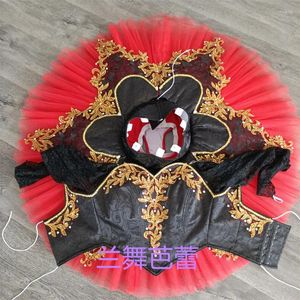 Stage Wear Design professionale 2 pezzi Donne Ragazze adulte Rosso Nero Concorso di danza classica Tutu Costumi