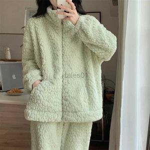 Women's Sleep Lounge Sleepwear women's winter long plush high neck zipper pure lustful style thickened coral velvet casual cardigan sports home wear zln231116