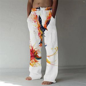 Men's Pants Men's Casual Digital Print Youth Bird Series Mid Waist Trousers Colorful Stocking Gift House