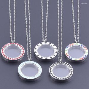 Pendant Necklaces Fashion Colorful Heart Enamel Locket Stainless Steel For Jewelry Floating Lockets 60cm Chain Women Men Gift