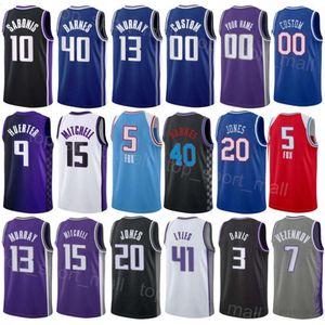 Druk Man Youth Basketball City Sasha Vezenkov Jerseys 7 Javale McGee 00 Jeremy Lamb 26 Chris Duarte 3 Trey Lyles 41 Colby Jones 20 oświadczenie ikona czarna fioletowa niebieska