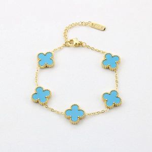 Pulsera de cadena de trébol, joyería de diseñador para mujer, pulseras con dijes de amor, regalos, regalo de Navidad