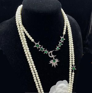 Kolye Kolyeleri Beş sivri yıldız rhinestone kolye, üst düzey duyu, Avrupa ve Amerikan moda, çok yönlü toptan süveter zinciri