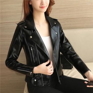 Women's Leather Spring Autumn PU Jacket Women Loose Coat Ladies Casual Brand Zipper Motorcycle Bike Outwear Female Q395