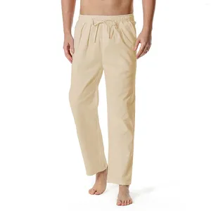 Pantaloni da uomo in cotone e lino, leggeri, elastici, casual, per la casa, larghi, sportivi, da jogging, pantaloni primaverili e autunnali per uomo