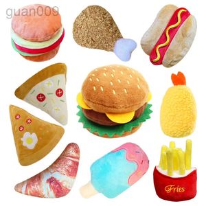 Dog Toys Plush Dog Toy Squeezed Dog Accessories Pet Perros Toy Soft Squeezing Sound Teeth Chewing Dålig glass Franska Fries Burger 231116