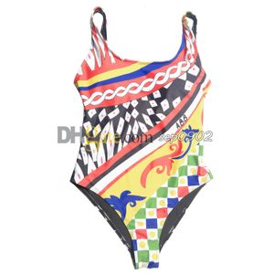 Kobiety kolorowe stroje kąpielowe seksowne backeless do kąpieli litery nadruku stroju kąpielowa One Piece Beach Wear