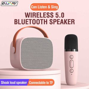 Portabla högtalare Olpay Mini Candy Color Portable Karaoke Wireless Speakers With Microphone Outdoor Camping Bluetooth TF Card Large Sound Box P230414
