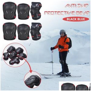 Cotovelo Joelheiras Ski Skate Skate Patinação no Gelo Equipamento de Proteção Cotoveleiras Protetor de Pulso Ciclismo Protetor de Joelho Para Crianças Homens Mulheres 6 Dhbqe