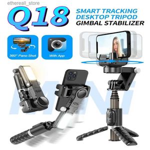 Stabilizatörler Q18 Masaüstü Cep Telefonu Eylem Kamera Tutucu Gimbal Handheld Stabiler Selfie Stick Tripod Işık İPhone akıllı telefon için yeni Q231116