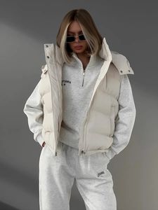 Kvinnors västar BornLadies quiltade jacka Kvinnor Vinter Löst Parkas Coat Vintage Belted Outwear Office Ladies Warm Cotton Puffer Jackets 231115